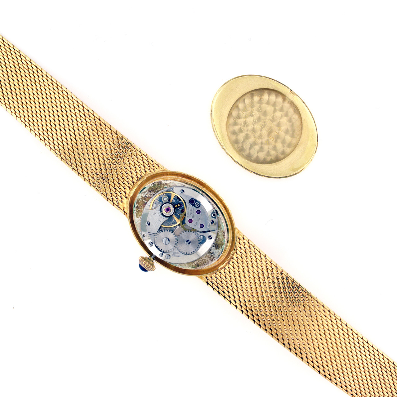 Ladies Bucherer 18k Yellow Gold Mesh Watch 1960 1970 petersuchyjewelers